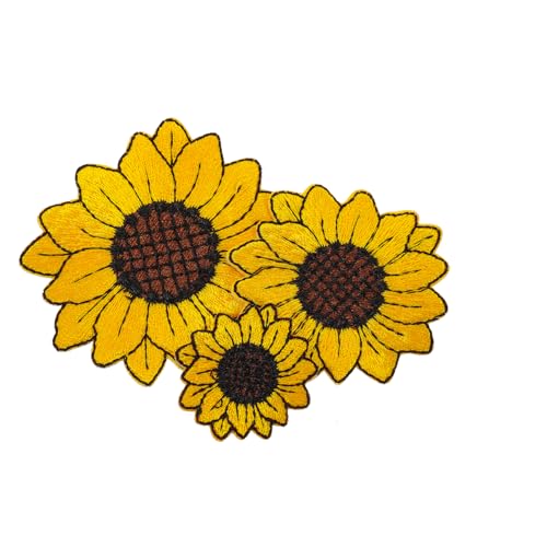 HORIALENCE 3 Stück Stoffmontage Dekoration Aufnäher aus Baumwolle Stickerei Blumen- bunt Patch nähen Blumenstickstätte Blumenapplikation für Jeans Applikation zum Aufbügeln Stickgarn von HORIALENCE