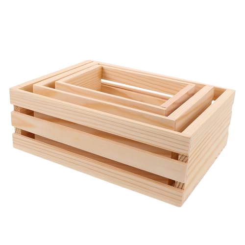 HORIALENCE 3 Stück Teiliges Rustikales Aufbewahrungskästchen Unbehandeltem Holz Dekorative Box für Puppenhaus Display und Schatzaufbewahrung für Kreative Projekte und Heimdekoration von HORIALENCE