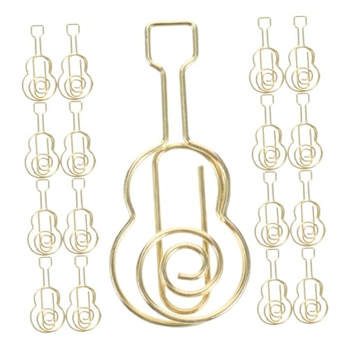 HORIALENCE 30 Stück Gitarren-Büroklammer Gold dekorativ neuartige Büroklammern Mini Gitarrenförmige Büroklammern Kreative Papierklammern lustige süße Büroklammern kleine Büroklammern Eisen von HORIALENCE
