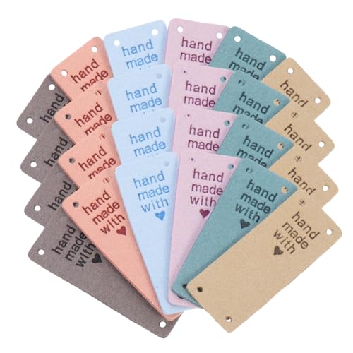HORIALENCE 30 Stück Teiliges Handgemachte Mikrofasertags Bunte Kleidungsetiketten für Nähen DIY Dekoration und Kreative Projekte Geeignet für Taschen Puppenkleidung und von HORIALENCE