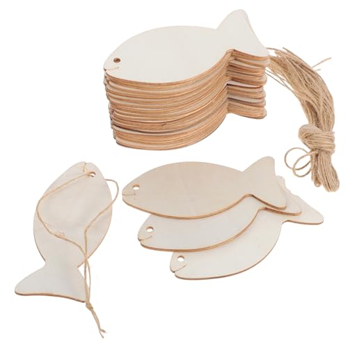 HORIALENCE 32Stücke Holzausschnitte Fischform Unvollendete Holzscheiben für DIY Basteln für Kreative Projekte und Dekoration von HORIALENCE