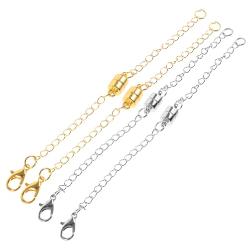 HORIALENCE 4 Stück DIY Magnetischer Kettenverlängerer Teiliges mit Karabinerverschluss für und Armbänder Langlebigem und Gefertigt Klassisches Design für Schmuckkreationen von HORIALENCE