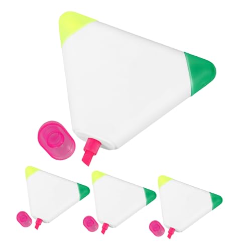 HORIALENCE 4 Stück Dreieckige Fluoreszierende Marker Bunte Textmarker für Notizen Kreatives Design für Teenager Auslaufsicher Präzise und Detailmarkierungen von HORIALENCE