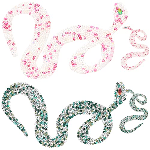 HORIALENCE 4 Stück Schlangenform Strass Applikationen für Kleidung Selbstklebende Bügelbilder für DIY Dekoration Geeignet für Jeans Jacken Taschen und Mehr von HORIALENCE