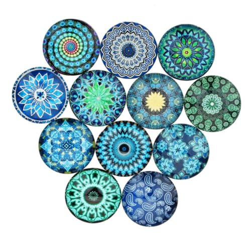 HORIALENCE 40 Stück Teiliges Farbige Runde Glassteine Cabochons für DIY Schmuckanhänger Armbänder Halsketten mit Glatter Oberfläche und Verschiedenen Mustern von HORIALENCE