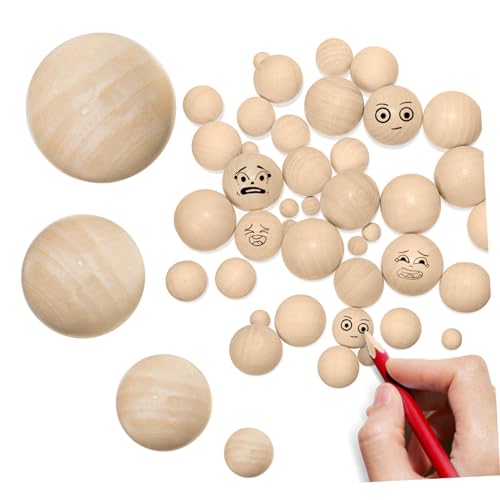 HORIALENCE 40Stücke Holzkugeln ohne Löcher Naturbelassene Holzperlen für Bastelprojekte DIY Schmuck und Holzhandwerk Sufficient Supply für Kreative Gestaltung von HORIALENCE