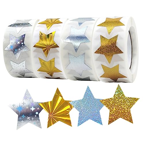 HORIALENCE 4Rollen Selbstklebende Sternaufkleber Glänzende Belohnungssticker für Dekorative Abziehbilder für Schule und Zuhause für Kunst und Handwerk HORIALENCE 4Rollen Selbstklebende Sternaufkleber Glänzende Belohnungssticker für Dekorative Abziehbilder für Schule und Zuhause für Kunst und Handwerk von HORIALENCE