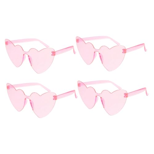 HORIALENCE 4Stücke Randlose Herz Sonnenbrillen für Partys Transparente Candy Foto Requisiten für Outdoor Aktivitäten Festliche Anlässe Einzigartiges Design von HORIALENCE