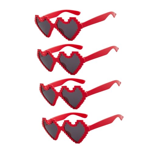 HORIALENCE 4stücke Herzförmige Mosaik-sonnenbrillen Für Partys Lustige Foto-requisiten Accessoire Für Valentinstag Und Strandfeiern Für Verschiedene Outfits Und Anlässe von HORIALENCE