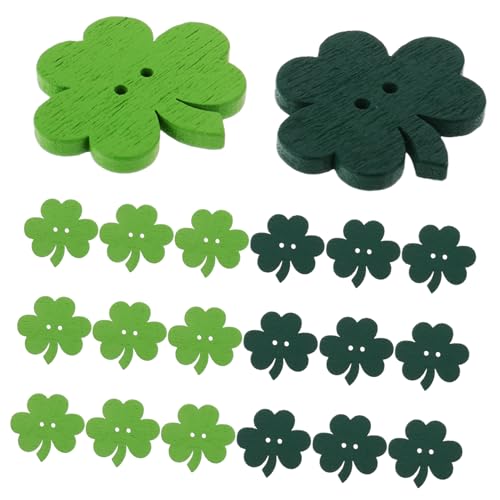 HORIALENCE 50 Stück Holzknöpfe für Patrick's Day Robuste Shamrock Knöpfe für Diy Bastelprojekte Partydekorationen Nähzubehör Langlebiges Holzmaterial Vielseitig Einsetzbar von HORIALENCE