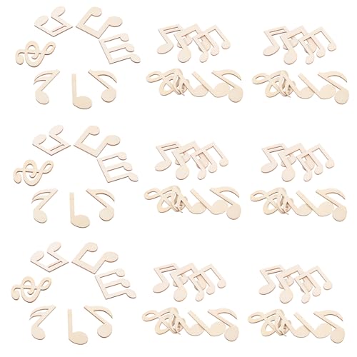 HORIALENCE 50 Stück Holznoten Ausschnitte Unvollendete Holzscheiben für DIY Handwerk Beige Musiknoten Holzverzierungen für Kreative Projekte und Dekoration von HORIALENCE