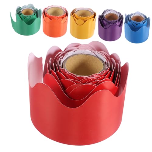 HORIALENCE 6 Rollen Wellenförmige Selbstklebende Klassenzimmer Bordüren Aufkleber Bunte Bulletin Border Sticker für Tafel Pinnwand Fenster und Bürodekoration Farben Rot Grün Gelb Orange von HORIALENCE