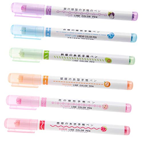HORIALENCE 6 Stück Buntes Marker Set mit Stiften für Notizen Zeichnungen und DIY Projekte Schnelltrocknende Handgezeichnete Textmarker Verschiedenen Kurvenformen für Schule und Büro von HORIALENCE