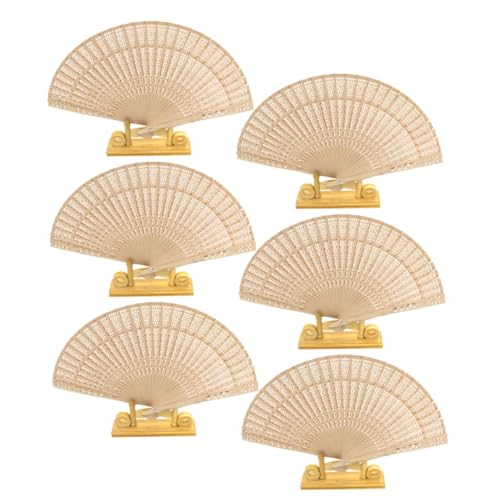 HORIALENCE 6 Stück Vintage Holz Faltende Handventilatoren mit Muster Klappbare Holz Tanzventilatoren für Hochzeiten und Partys Beige HORIALENCE 6 Stück Vintage Holz Faltende Handventilatoren mit Muster Klappbare Holz Tanzventilatoren für Hochzeiten und Partys Beige von HORIALENCE