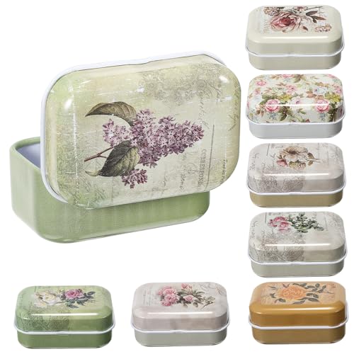HORIALENCE 8Stücke Vintage Schmuckschatulle Blechdose mit Blumenmuster Organizer für Ringe Ohrringe Armbänder Dekorative Aufbewahrungsbox mit Deckel für von HORIALENCE