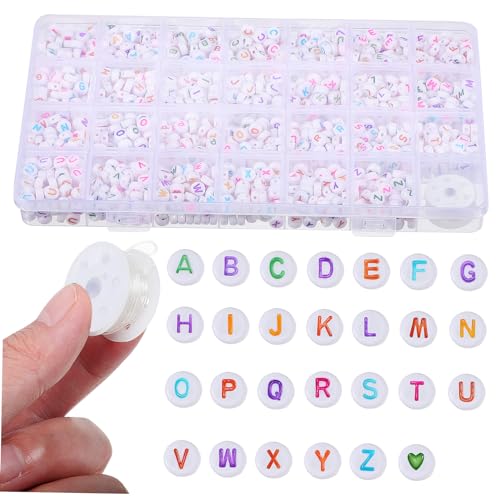 HORIALENCE Buchstabenperlen mit Bunten Alphabetperlen und Elastischer Schnur für DIY Armbänder Schmuckherstellung Bastelprojekte und von HORIALENCE