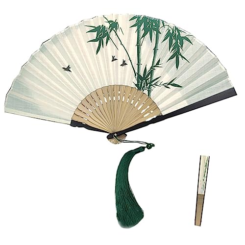 HORIALENCE Faltbarer Handfächer im Chinesischen Stil Eleganter Vintage Fan mit Quaste für Dekoration Hochzeiten Tanzaufführungen und Sommerveranstaltungen Handgefertigt mit Bambusdesign von HORIALENCE