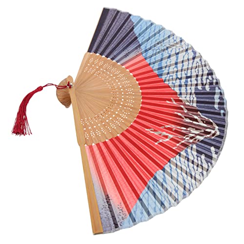 HORIALENCE Faltbarer Japanischer Handfächer aus Seide Vintage Design Dekorativer Fächer für Frauen für Partys Tanz und Cosplay Robuster Bambusgriff von HORIALENCE