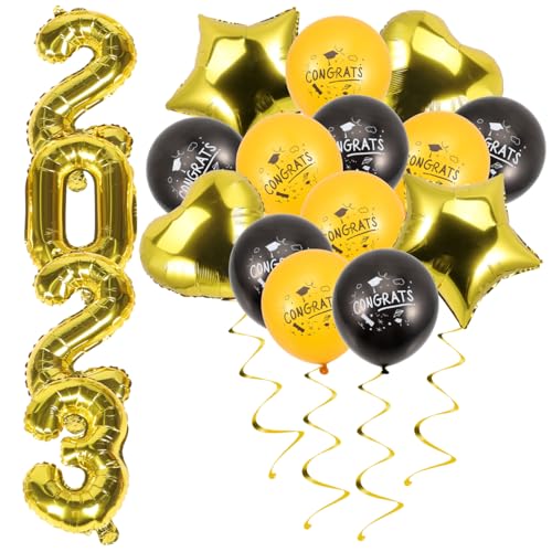 HORIALENCE Graduationsballons Goldene Abschlussdeko Aluminium Folienballons mit Stern und Herzformen Leichte Wand und Tischdekoration für Abi Party Familien und Schulfeier HORIALENCE Graduationsballons Goldene Abschlussdeko Aluminium Folienballons mit Stern und Herzformen Leichte Wand und Tischdekoration für Abi Party Familien und Schulfeier von HORIALENCE