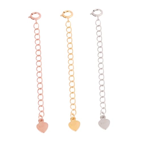 HORIALENCE Sterling Silber Verlängerungsketten Herz Armband Halskette Schmuckzubehör Damen Silberkette Erweiterung für Schmuckstücke in Gold Silber und Roségold von HORIALENCE