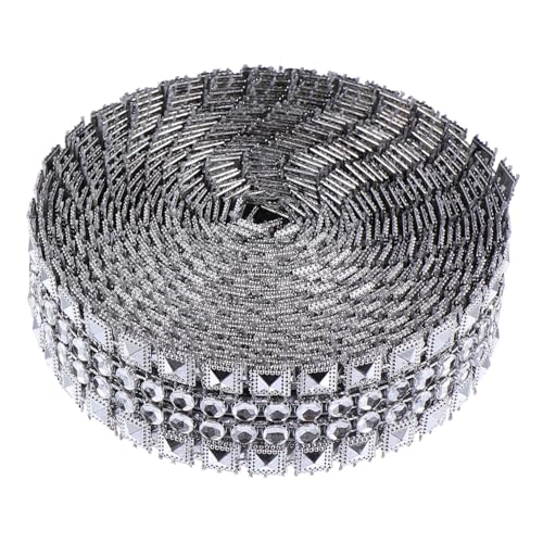 HORIALENCE Strassband mit Spitzen Breit Silbernes DIY Dekoband mit Funkelnden Diamant Umweltfreundlich Vakuumbeschichtet für Basteln Hochzeitsdeko Geschenkverpackungen und Kleidungszubehör von HORIALENCE
