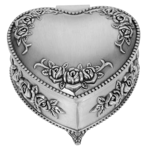 HORIALENCE Vintage Herz Schmuckschatulle Dekoratives Prägeglas Stilvolle Aufbewahrung für Schmuck für Ringe Ohrringe Langlebig Elegant HORIALENCE Vintage Herz Schmuckschatulle Dekoratives Prägeglas Stilvolle Aufbewahrung für Schmuck für Ringe Ohrringe Langlebig Elegant von HORIALENCE