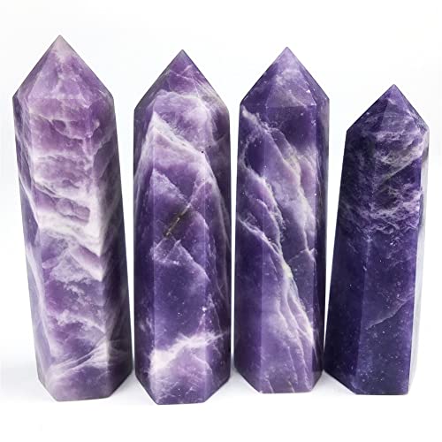 HOROJDTH Home Sammlungen Natürlicher Kristall 1pc Natürlicher Edelstein Lila Lepidolith Steinpunkt Kristallquarzturm (Size : 9cm) von HOROJDTH