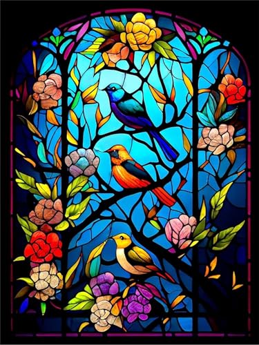 HOSAIR DIY Diamond Painting Set 5D Diamant Malerei Buntglas-Vogel Diamant Kunst Malerei Stickerei Set Kreuzstich Bilder für Home Wand Décor 30x40cm HOSAIR DIY Diamond Painting Set 5D Diamant Malerei Buntglas-Vogel Diamant Kunst Malerei Stickerei Set Kreuzstich Bilder für Home Wand Décor 30x40cm von HOSAIR
