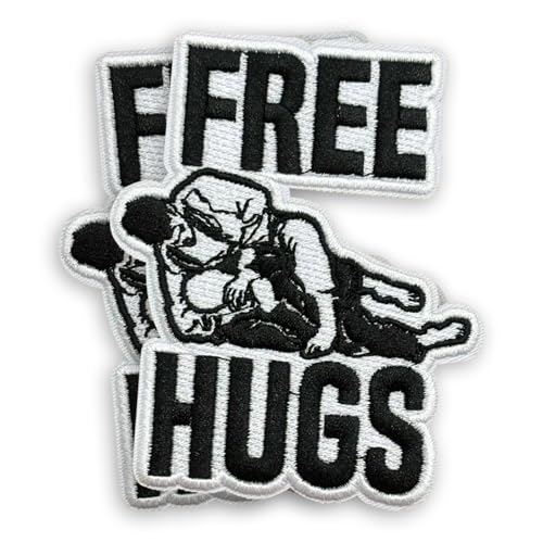 HOSALA Aufnäher mit Umarmungen, bestickt, brasilianisches Jiu-Jitsu-Geschenk, BJJ Jiu Jitsu-Dekorationen, brasilianische Jiu-Jitsu-Liebhaber, Kampfsport-Jiu-Jitsu, bestickt, 8,9 cm, 2 Stück von HOSALA