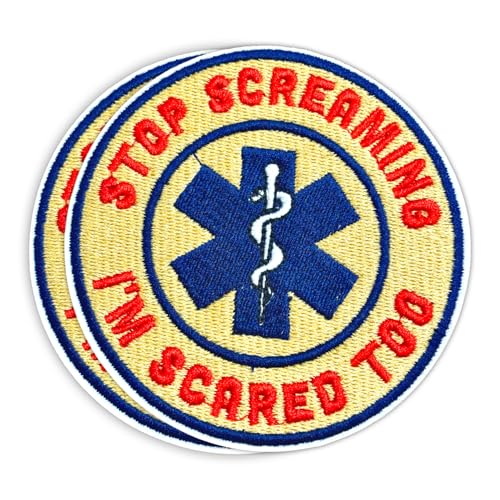 HOSALA Bestickter Aufnäher mit Aufschrift "Stop Screaming I'm Scared Too", Rettungssanitäter, EMT-Dekorationen, Rettungssanitäter, bestickter Aufnäher, Arzt, Krankenschwester, Geschenk, bestickt, 8,9 HOSALA Bestickter Aufnäher mit Aufschrift "Stop Screaming I'm Scared Too", Rettungssanitäter, EMT-Dekorationen, Rettungssanitäter, bestickter Aufnäher, Arzt, Krankenschwester, Geschenk, bestickt, 8,9 von HOSALA