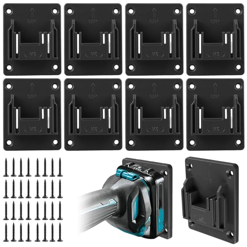 8 Stück Wandhalterung Werkzeughalter für Makita 18V Akku Geräte, Bohrerhalter für Elektrowerkzeuge, Schrauber Halterung mit 32 Schrauben, Maschinenhalter für Werkstatt und Garage, 14.4/18V, Schwarz 8 Stück Wandhalterung Werkzeughalter für Makita 18V Akku Geräte, Bohrerhalter für Elektrowerkzeuge, Schrauber Halterung mit 32 Schrauben, Maschinenhalter für Werkstatt und Garage, 14.4/18V, Schwarz von HOSPAOP