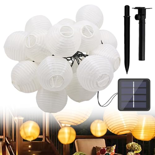 HOSPAOP Solar Lichterkette Lampions Außen Wetterfest, 12M 40 LED Solar Laternen Aussen, 8 Modi LED Solarlichterkette Outdoor Deko für Garten Balkon Terrasse Hochzeit, Warmweiß von HOSPAOP