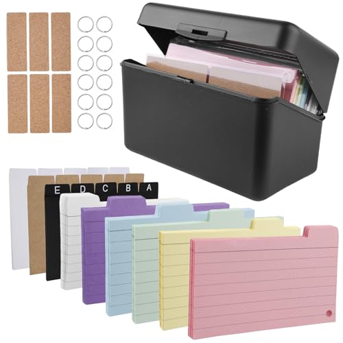 Karteikasten, Karteikarten box Lernkarteibox für 300 Karteikarten A7 A8, Karteibox Lernbox Set inkl. 230 Karteikarten, 15 Register, 6 Ringen, 6 Aufkleber für Notizen Schulsachen Büro Karteikasten, Karteikarten box Lernkarteibox für 300 Karteikarten A7 A8, Karteibox Lernbox Set inkl. 230 Karteikarten, 15 Register, 6 Ringen, 6 Aufkleber für Notizen Schulsachen Büro von HOSPAOP