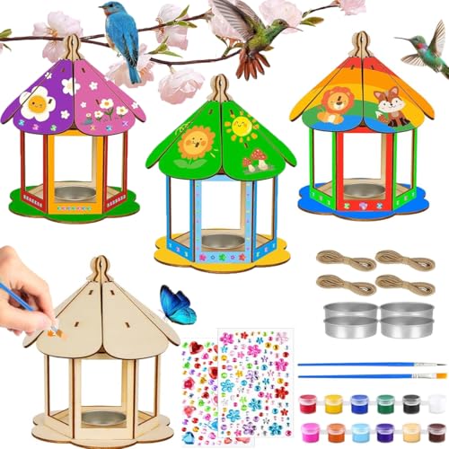 HOSSOM Vogelhaus Bausatz Kinder,4 Stück Holz Vogelfutterhaus Bastelset, Bastelsets für Kinder, Kunst Handwerk Geburtstagsparty Spielzeug Geschenk für Jungen Mädchen 6 8 9 10 Jahre HOSSOM Vogelhaus Bausatz Kinder,4 Stück Holz Vogelfutterhaus Bastelset, Bastelsets für Kinder, Kunst Handwerk Geburtstagsparty Spielzeug Geschenk für Jungen Mädchen 6 8 9 10 Jahre von HOSSOM