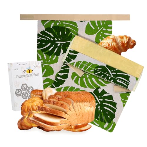Brotbeutel für hausgemachte, wiederverwendbare Bienenwachsbeutel für Sauerteig zum Frischhalten (2 Stück. XL-30,5 x 43,2 cm), gewachste Papiertüten für Brot, ideal für hausgemachtes Brot, Sauerteig von HOTENEAIRE