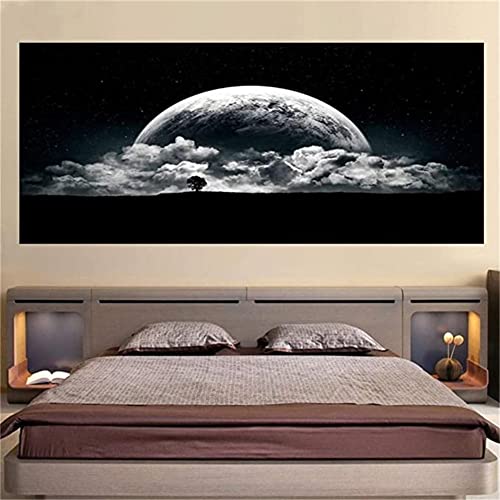 Diamond Painting Set Malen nach Zahlen, square drill Schwarz-Weißer Planet 30x90cm 5D Diamant Malerei Kits DIY Diamant Gemälde Bilder voller Bohrer Stickerei Diamond Kunst Basteln Leinwand Wand Dekor von HOTIPS