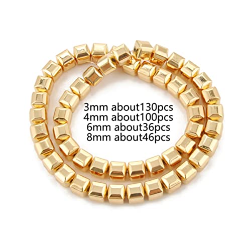 Natürliche 14 Karat vergoldete Hämatit-Perlen Unregelmäßige runde Herz-Würfel-Zwischenperlen für die Schmuckherstellung DIY-Armband-Halsketten-Würfel 4 mm von HOTIPS