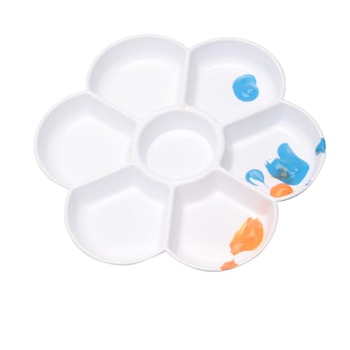 Künstler Misch Farbtablett, Blumenform, Aquarell Malschale, Mal-Paletten, Weiße Kunststoff Farbmischschale, Universalpalette, Farbschalenpaletten mit 7 Vertiefungen,1 STK von HOTMNTY