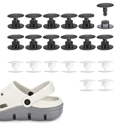 Nieten Knopf Ersatz für Crocs, Reparatur Verschluss Knopf, 16 mm Kunststoff Schuhe Verschlüsse Druckknöpfe, Pop-Nieten Reparatur und Dekoration, Nieten Knöpfe für Crocs Styled, Schwarz, Weiß, 20 Stück Nieten Knopf Ersatz für Crocs, Reparatur Verschluss Knopf, 16 mm Kunststoff Schuhe Verschlüsse Druckknöpfe, Pop-Nieten Reparatur und Dekoration, Nieten Knöpfe für Crocs Styled, Schwarz, Weiß, 20 Stück von HOTMNTY