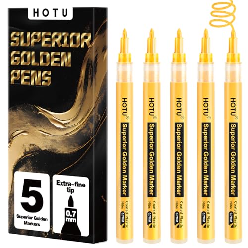 HOTU 5 Pcs Sparkle Metallic Acryl Marker, Super Golden Metallic Paint Marker, HOTU 5 Pcs Sparkle Metallic Acryl Marker, Super Golden Metallic Paint Marker, von HOTU