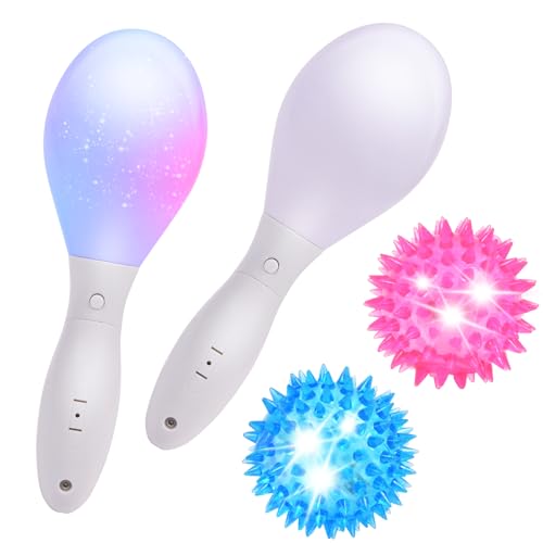 HOTUT 2 Stück LED Maracas und 2 Stück Blinkender Stachelball, leuchtende Sandhammer, LED Igelball Spielzeug, Handstreuer, KTV, Geburtstag, Karneval, Atmosphäre, Requisiten, Geschenke für Kleinkinder HOTUT 2 Stück LED Maracas und 2 Stück Blinkender Stachelball, leuchtende Sandhammer, LED Igelball Spielzeug, Handstreuer, KTV, Geburtstag, Karneval, Atmosphäre, Requisiten, Geschenke für Kleinkinder von HOTUT