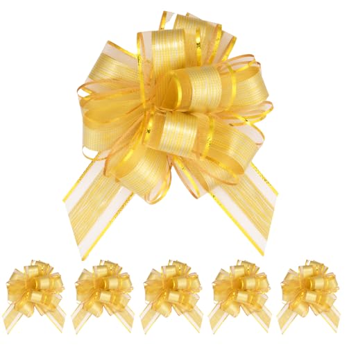 HOTUT Große Geschenkschleife, 6 Stück Geschenk Schleife mit Geschenkbänder, Ziehschleife ø 16 cm Dekoschleifen für Auto Dekor geschenkdekoration Hochzeit Geburtstag Weihnachten - Gold HOTUT Große Geschenkschleife, 6 Stück Geschenk Schleife mit Geschenkbänder, Ziehschleife ø 16 cm Dekoschleifen für Auto Dekor geschenkdekoration Hochzeit Geburtstag Weihnachten - Gold von HOTUT