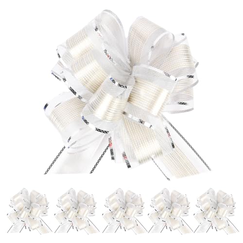 HOTUT Große Geschenkschleife, 6 Stück Geschenk Schleife mit Geschenkbänder, Ziehschleife ø 16 cm Dekoschleifen für Auto Dekor geschenkdekoration Hochzeit Geburtstag Weihnachten - Silber HOTUT Große Geschenkschleife, 6 Stück Geschenk Schleife mit Geschenkbänder, Ziehschleife ø 16 cm Dekoschleifen für Auto Dekor geschenkdekoration Hochzeit Geburtstag Weihnachten - Silber von HOTUT
