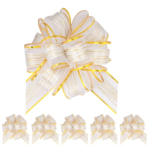 HOTUT Große Geschenkschleife, 6 Stück Geschenk Schleife mit Geschenkbänder, Ziehschleife ø 16 cm Dekoschleifen für Auto Dekor geschenkdekoration Hochzeit Geburtstag Weihnachten - Weiß HOTUT Große Geschenkschleife, 6 Stück Geschenk Schleife mit Geschenkbänder, Ziehschleife ø 16 cm Dekoschleifen für Auto Dekor geschenkdekoration Hochzeit Geburtstag Weihnachten - Weiß von HOTUT