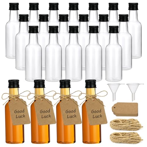 HOTUT Mini Fläschchen Likörflaschen,18 Stück Kleine Flaschen zum Befüllen,50 ml leere kleine Schnapsflaschen mit Deckel,Trichtern,wiederverwendbare Plastikflaschen für Saft/Likör/Ingwer Shots/Whiskey HOTUT Mini Fläschchen Likörflaschen,18 Stück Kleine Flaschen zum Befüllen,50 ml leere kleine Schnapsflaschen mit Deckel,Trichtern,wiederverwendbare Plastikflaschen für Saft/Likör/Ingwer Shots/Whiskey von HOTUT