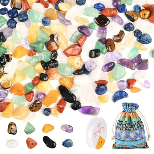 HOTUT Perlen zum Auffädeln Kristalle,400 Stück Perlen Kristall Steine 5-8mm,Perlen zum Auffädeln für DIY Edelsteine Armband Halskette Schmuckherstellung von HOTUT