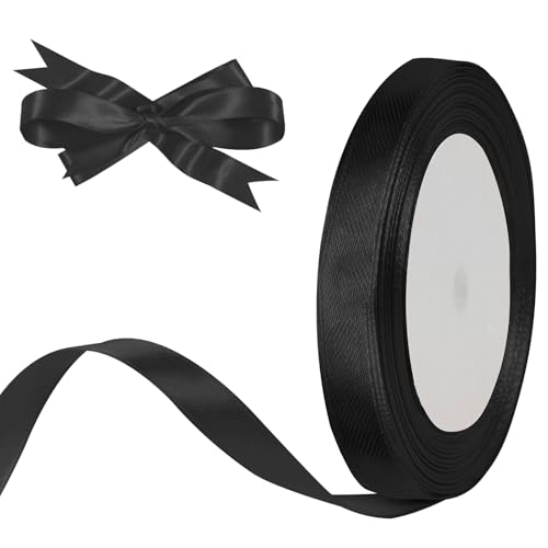 HOTUT Satinband schwarz, 10mm schwarz Geschenkbänder Breit, 22 M Schleifenband schwarz, Dekoband für Geschenkverpackung Brautstrauß Basteln Geburtstag Deko HOTUT Satinband schwarz, 10mm schwarz Geschenkbänder Breit, 22 M Schleifenband schwarz, Dekoband für Geschenkverpackung Brautstrauß Basteln Geburtstag Deko von HOTUT