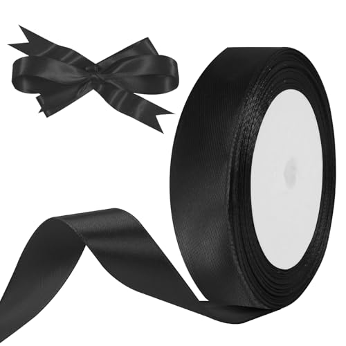 HOTUT Satinband schwarz, 20mm schwarz Geschenkbänder Breit, 22 M Schleifenband schwarz, Dekoband für Geschenkverpackung Brautstrauß Basteln Geburtstag Deko HOTUT Satinband schwarz, 20mm schwarz Geschenkbänder Breit, 22 M Schleifenband schwarz, Dekoband für Geschenkverpackung Brautstrauß Basteln Geburtstag Deko von HOTUT