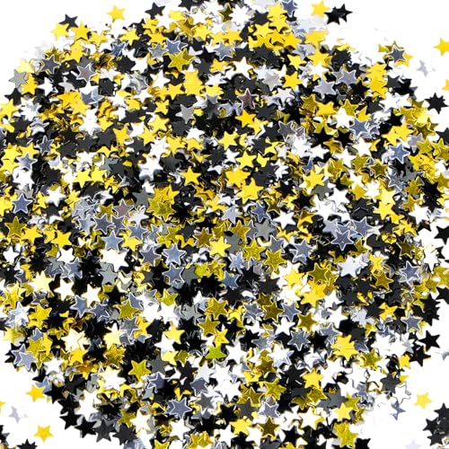 HOTUT Sterne Konfetti, 45g Glitzer Konfetti sterne Streudeko Weihnachten Schwarz Gold Silber, Sterne Pailletten Confetti Tischdeko für Hochzeit, Geburtstag, Partys, Jubiläen HOTUT Sterne Konfetti, 45g Glitzer Konfetti sterne Streudeko Weihnachten Schwarz Gold Silber, Sterne Pailletten Confetti Tischdeko für Hochzeit, Geburtstag, Partys, Jubiläen von HOTUT