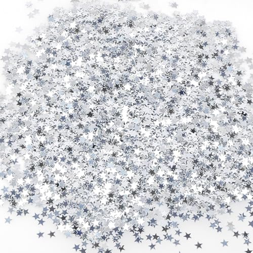 HOTUT Sterne Konfetti Silber, 45g Glitzersterne Konfetti Streudeko Weihnachten, Sterne Pailletten Confetti Tischdeko für Hochzeit, Geburtstag, Partys, Jubiläen (Silber) von HOTUT